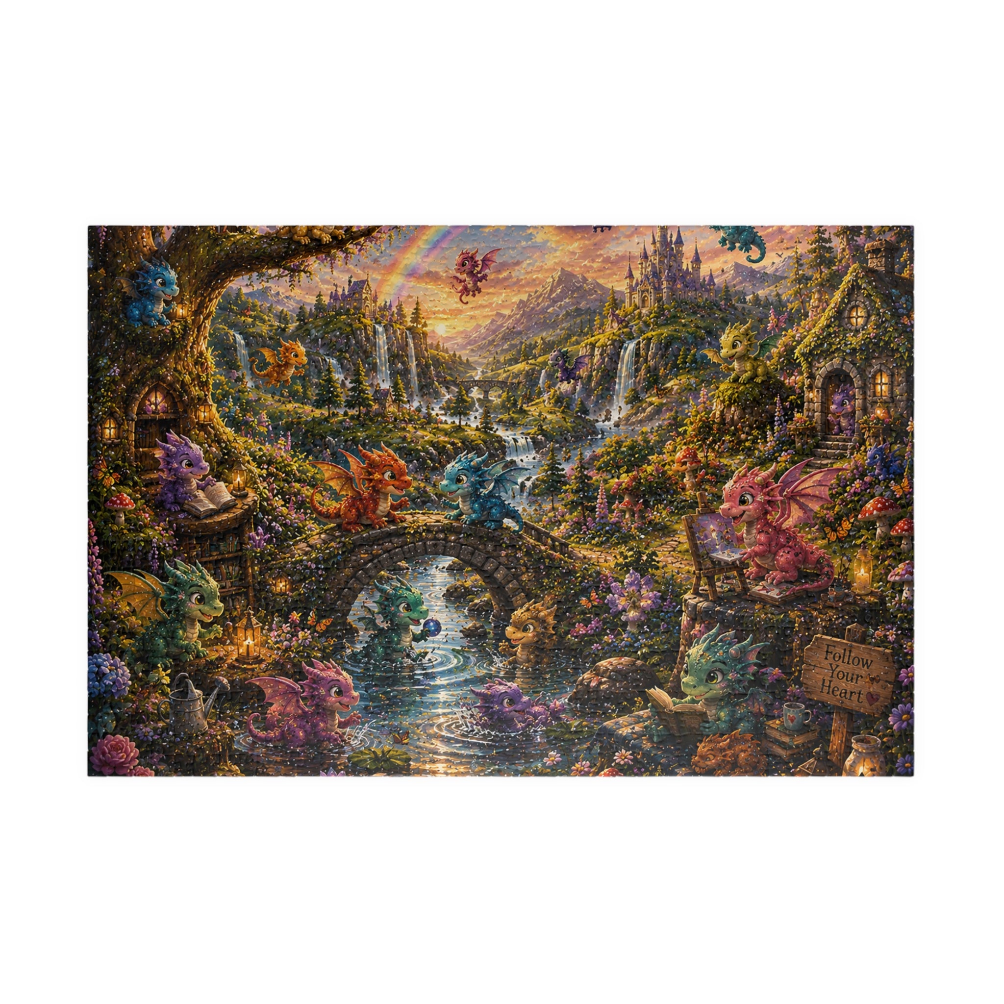 Enchanted Dragon Cottage Puzzle — Fantasy Landscape Jigsaw (110–1014 pcs)