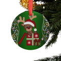 Christmas Reindeer Ornament — Cute Santa Hat Reindeer with Presents Acrylic Holiday Decoration