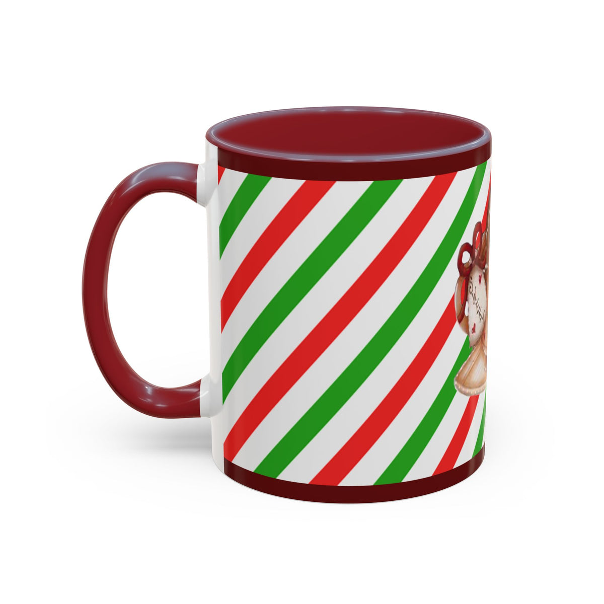 Christmas Gingerbread Mug — Festive Red & Green Accent Coffee Cup (11/15oz)