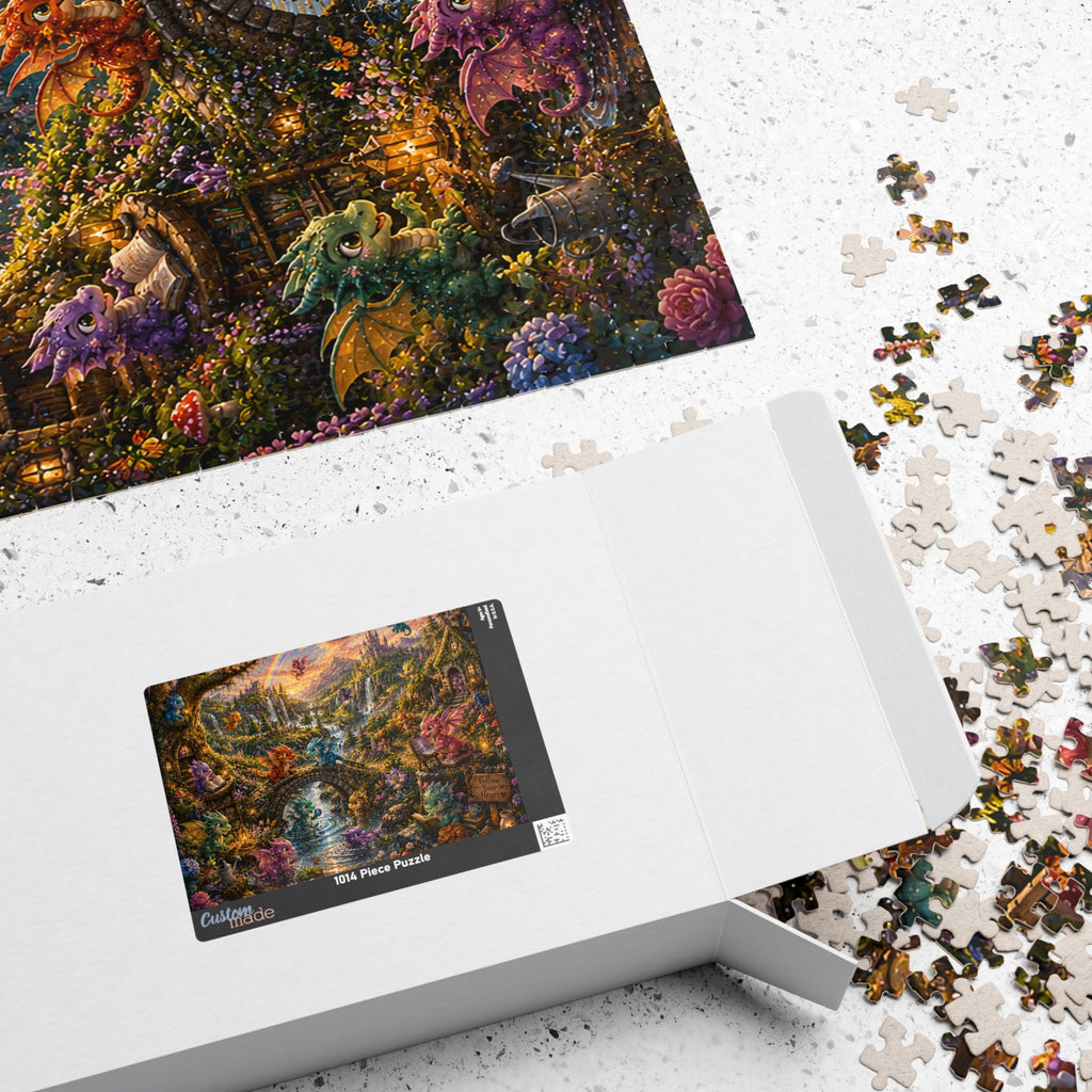 Enchanted Dragon Cottage Puzzle — Fantasy Landscape Jigsaw (110–1014 pcs)