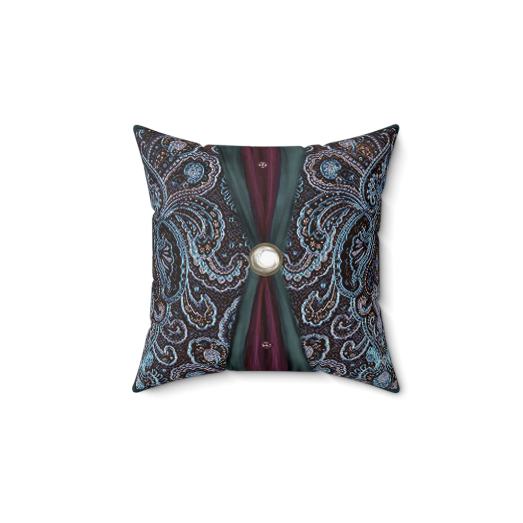 Bohemian Paisley Pearl Accent Pillow — Decorative Spun Polyester Throw Cushion