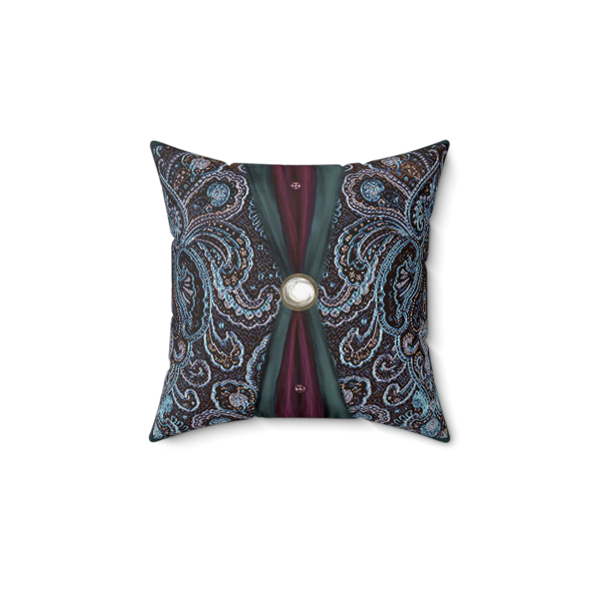 Bohemian Paisley Pearl Accent Pillow — Decorative Spun Polyester Throw Cushion