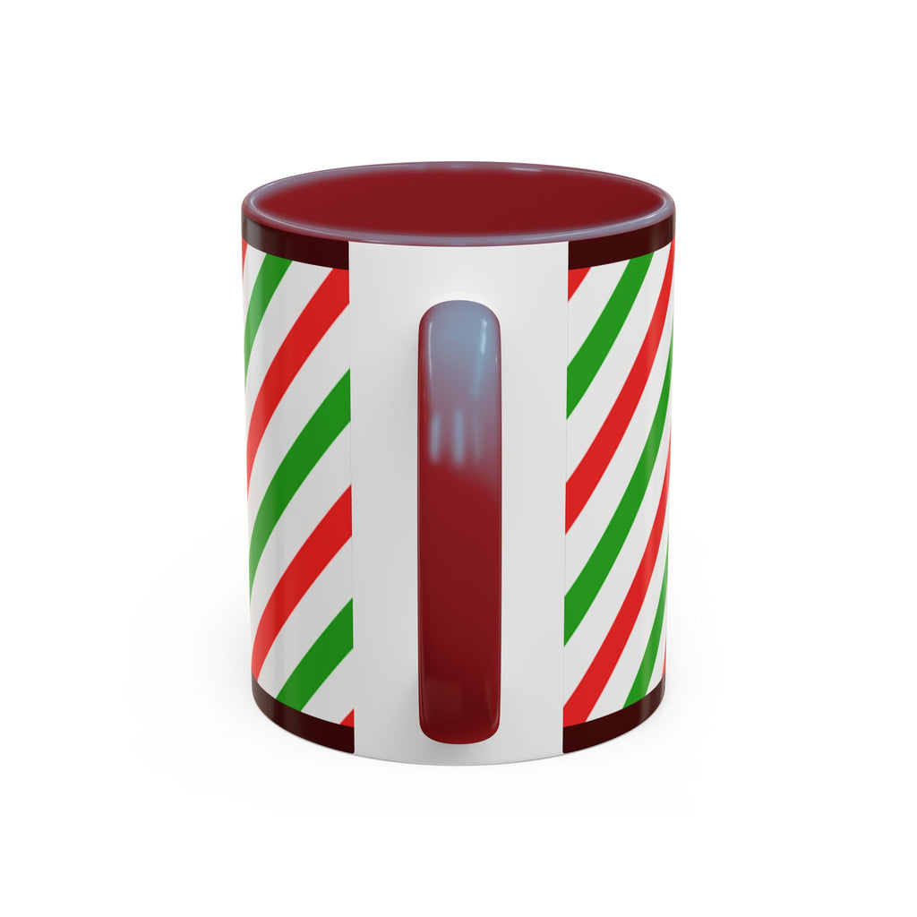 Christmas Gingerbread Cocoa Accent Coffee Mug — Holiday Candy Cane Stripe 11/15oz