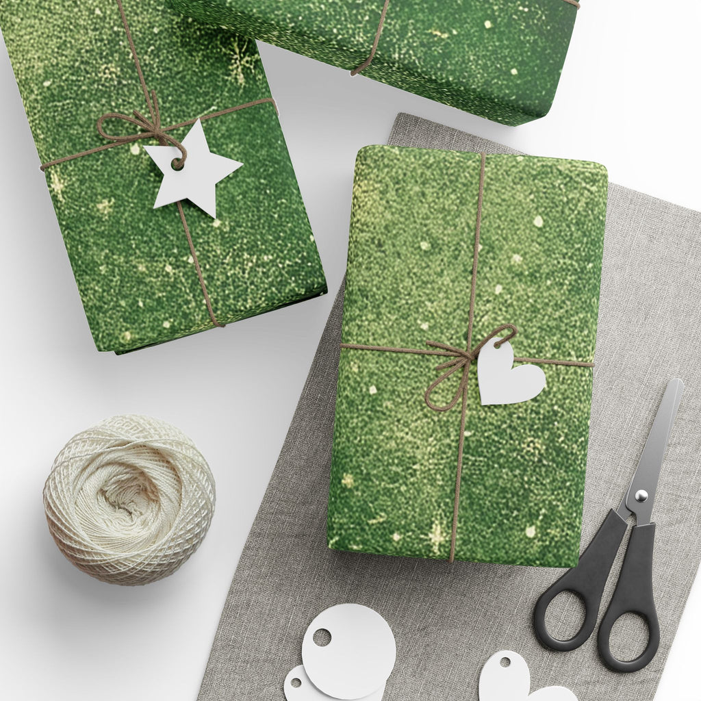 Christmas Starburst Wrapping Paper — Green Vintage Holiday Gift Wrap