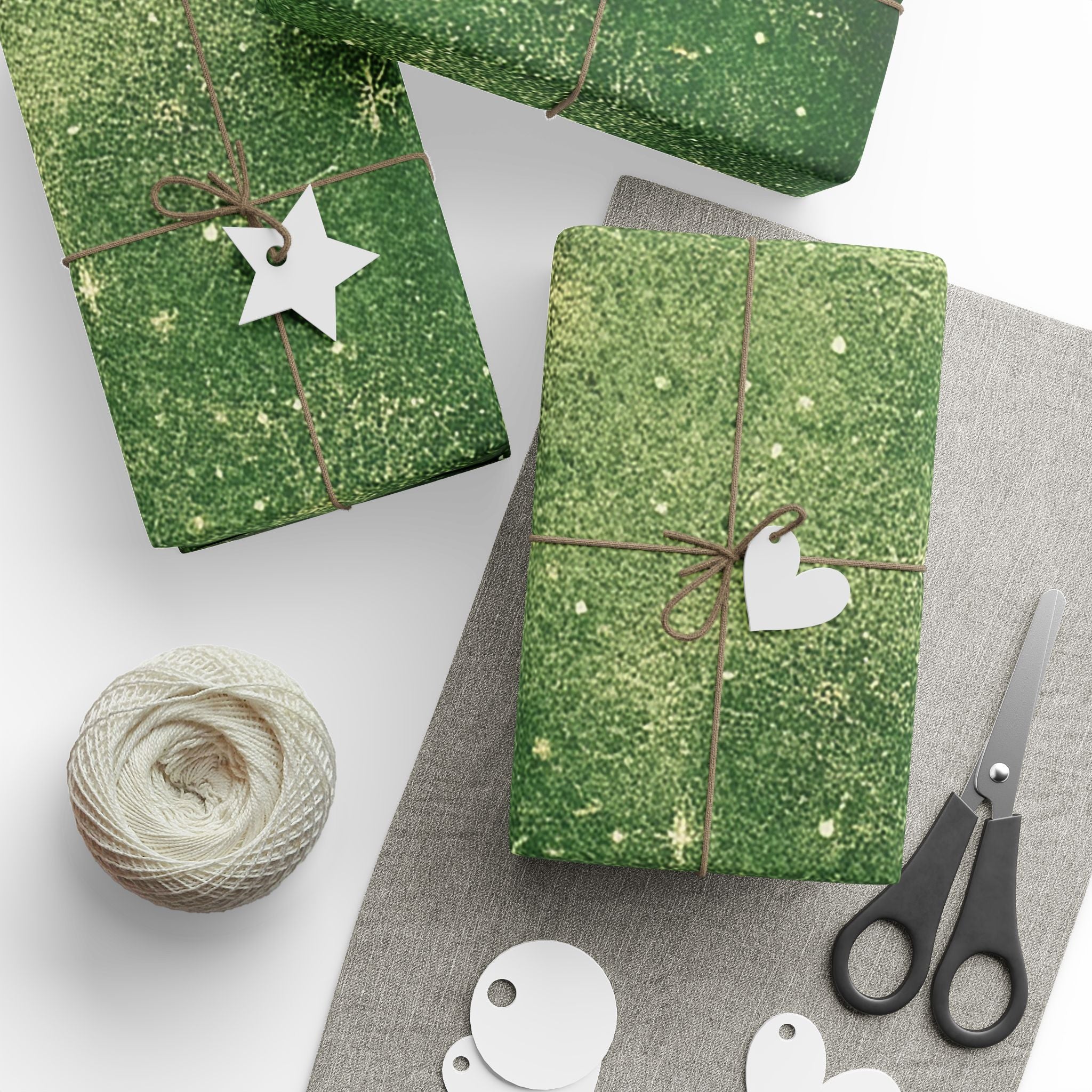Christmas Starburst Wrapping Paper — Green Vintage Holiday Gift Wrap
