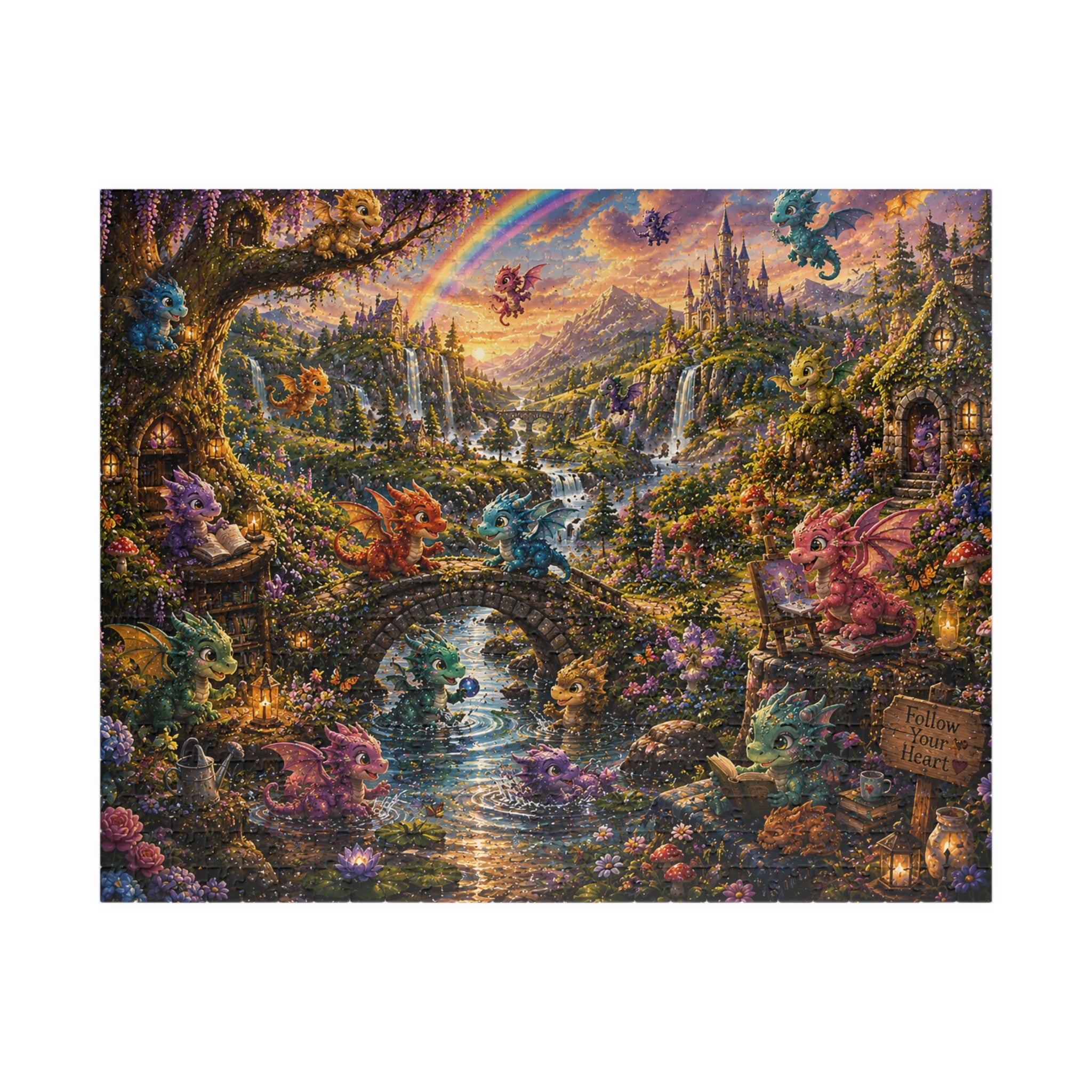 Enchanted Dragon Cottage Puzzle — Fantasy Landscape Jigsaw (110–1014 pcs)