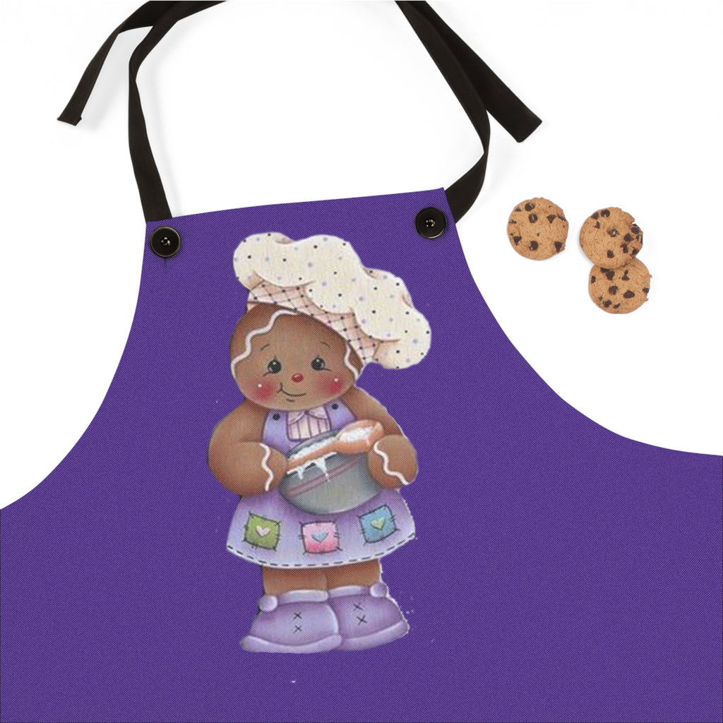 Gingerbread Baker Apron — Cute Kids Chef Character on Purple