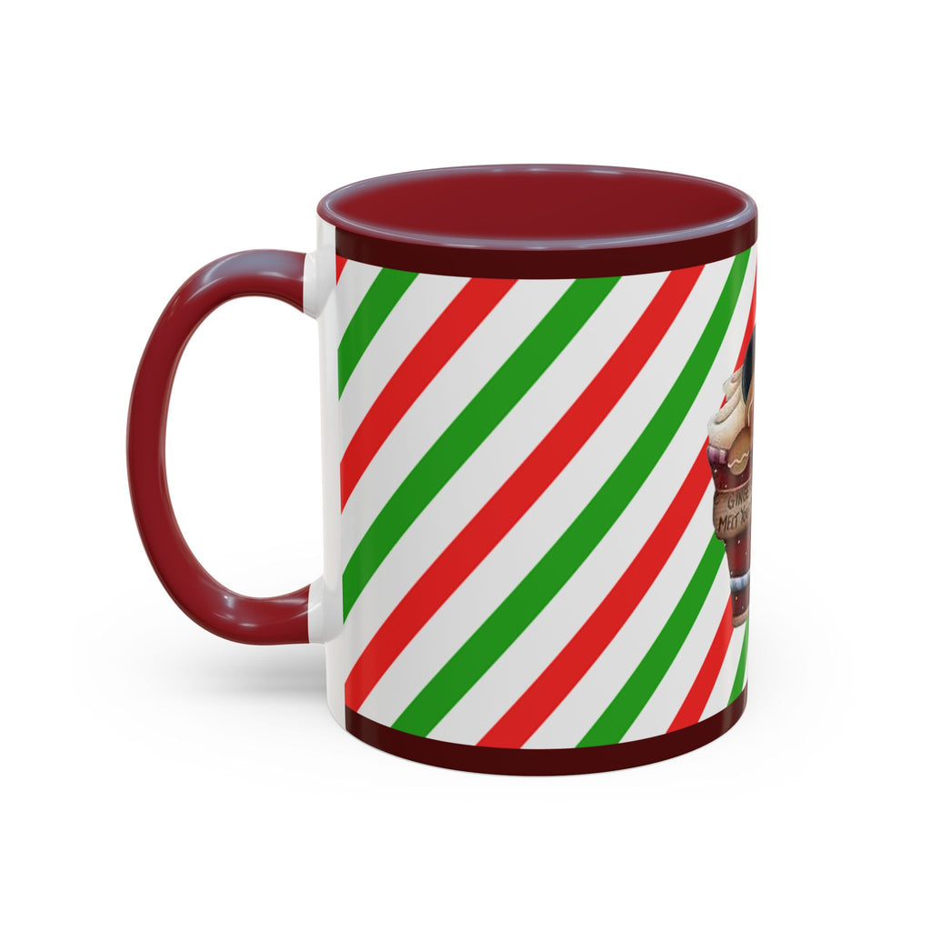 Christmas Gingerbread Mug – Holiday Candy Cane Accent Coffee Cup (11/15oz)