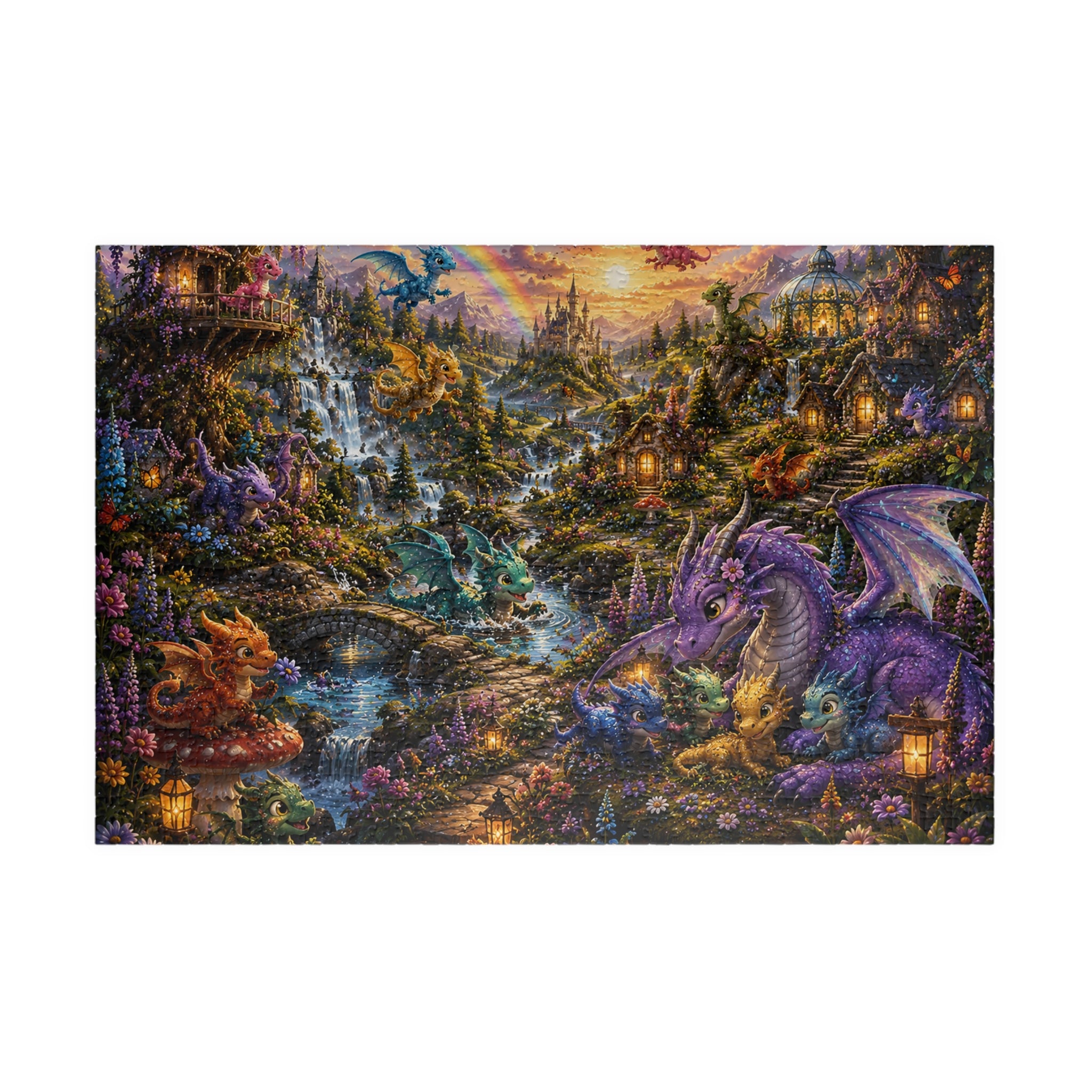 Fantasy Dragon Village Jigsaw Puzzle — Scenic 110/252/520/1014-Piece