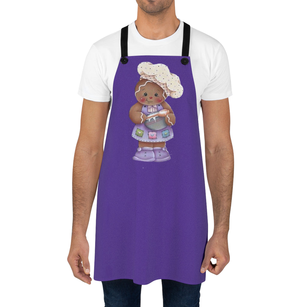 Gingerbread Baker Apron — Cute Kids Chef Character on Purple