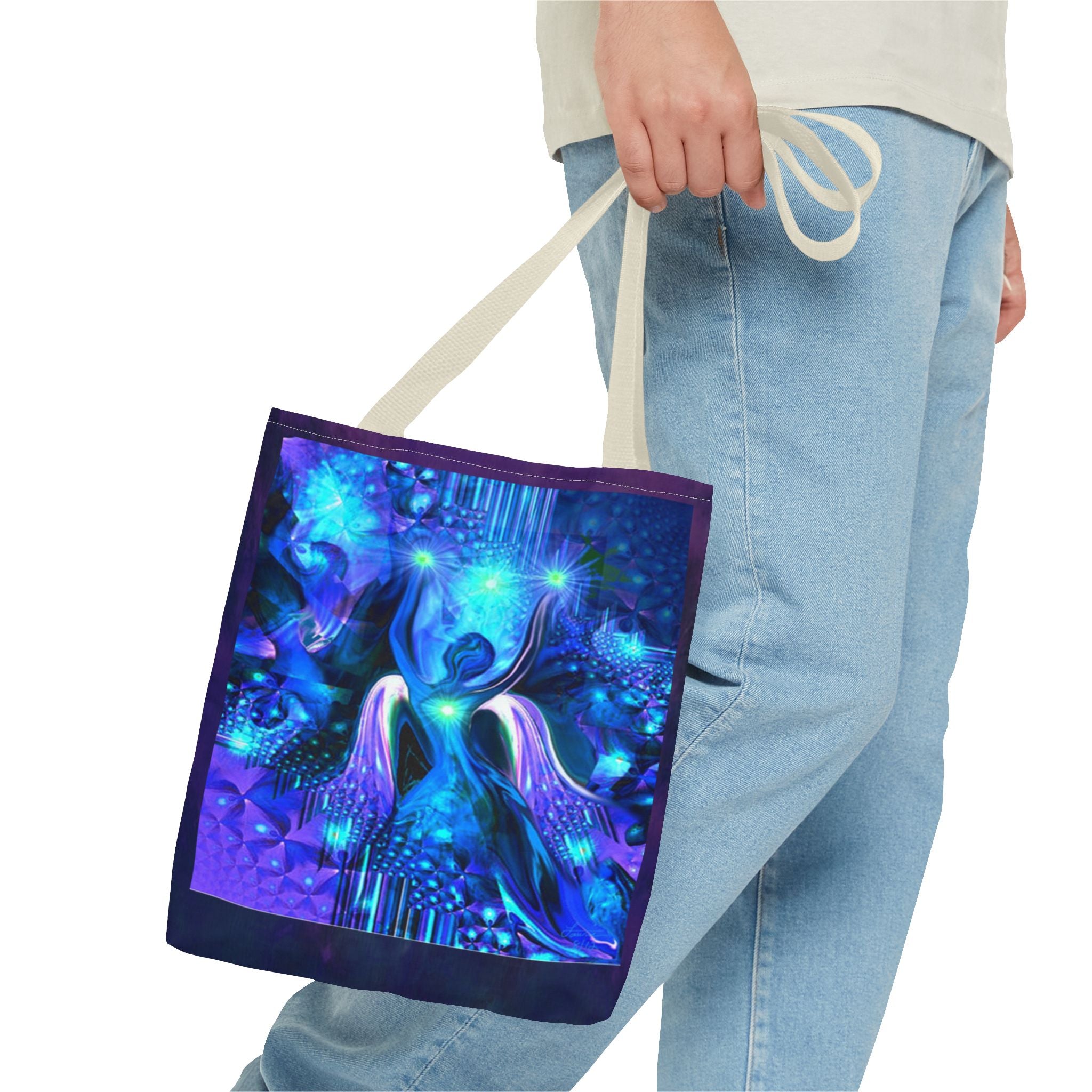 Galaxy Angel Tote Bag — Blue Spiritual Cosmic Art Tote