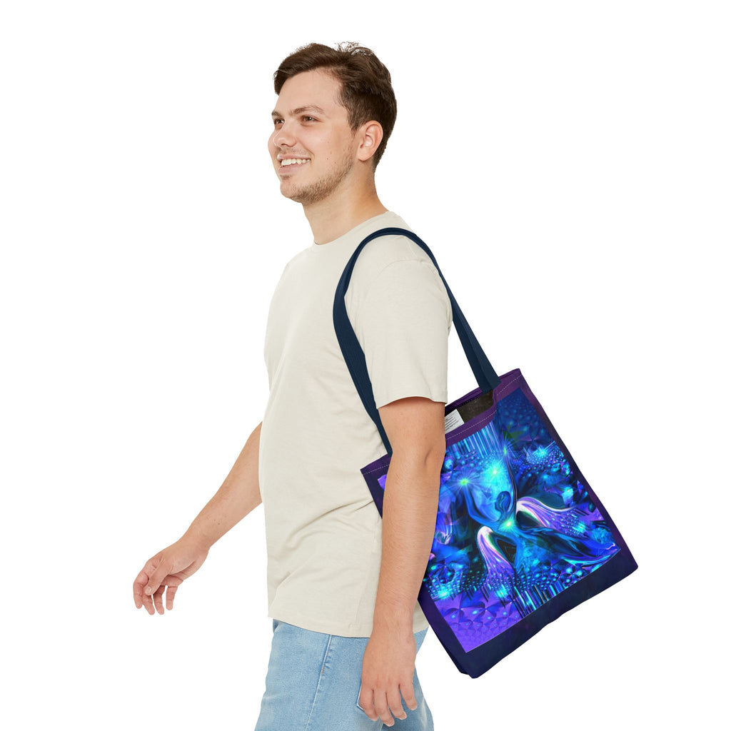 Galaxy Angel Tote Bag — Blue Spiritual Cosmic Art Tote