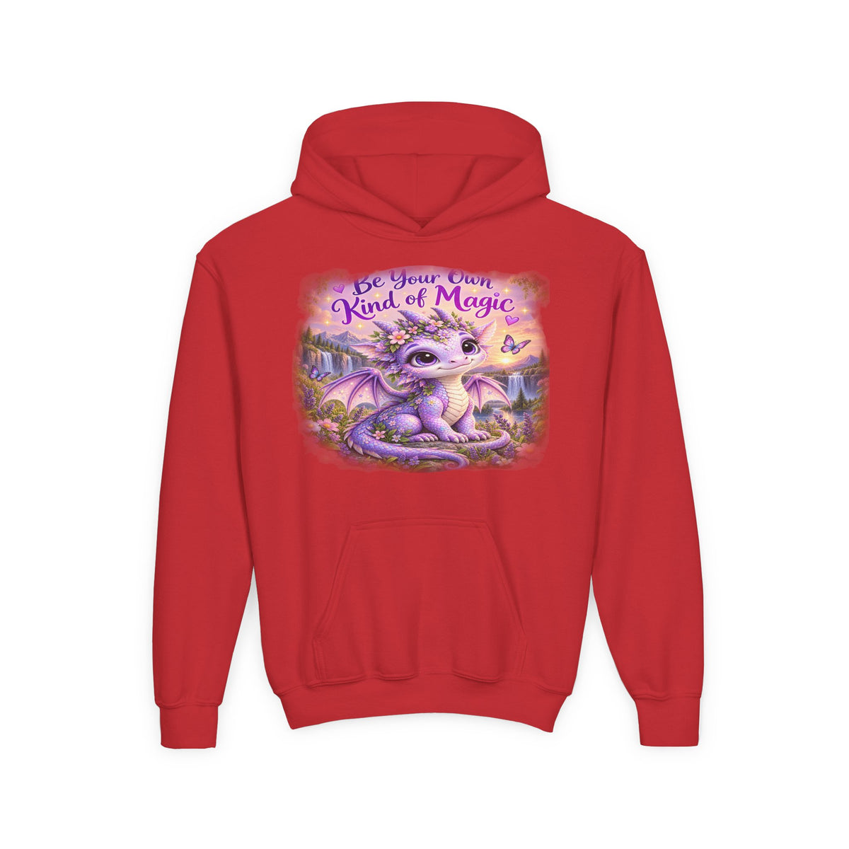 Youth Hoodie — "Be Your Own Kind of Magic" Purple Dragon Kids Pullover