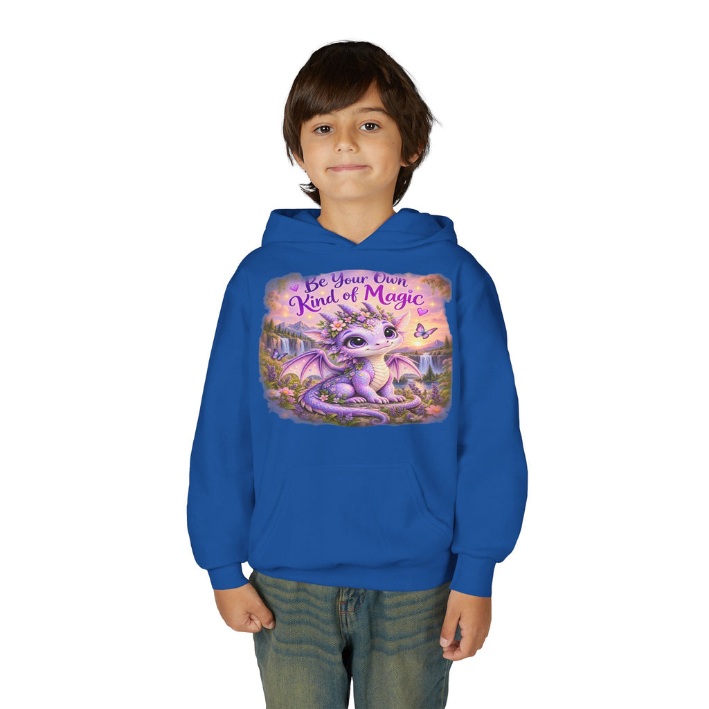 Youth Hoodie — "Be Your Own Kind of Magic" Purple Dragon Kids Pullover
