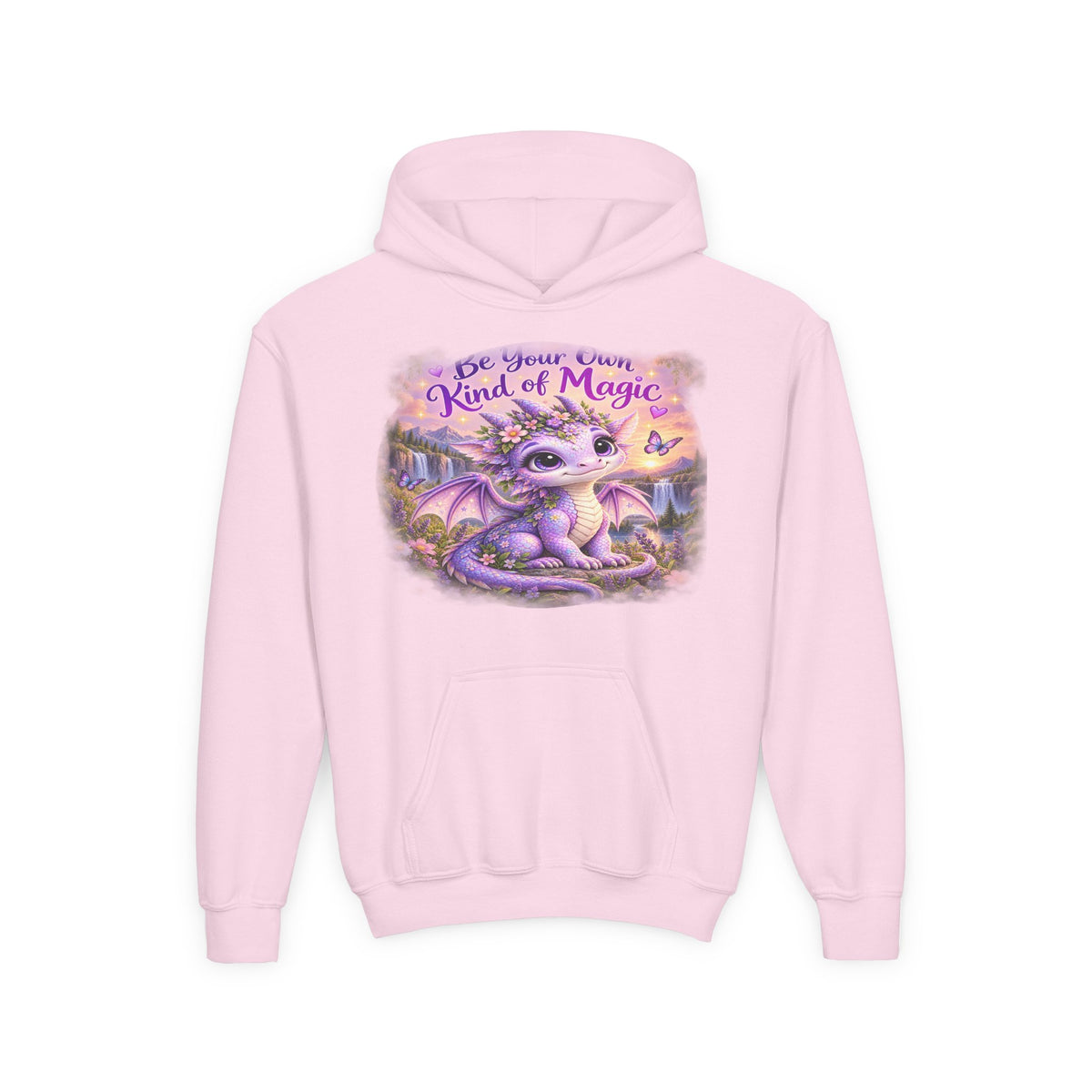 Youth Hoodie — "Be Your Own Kind of Magic" Purple Dragon Kids Pullover