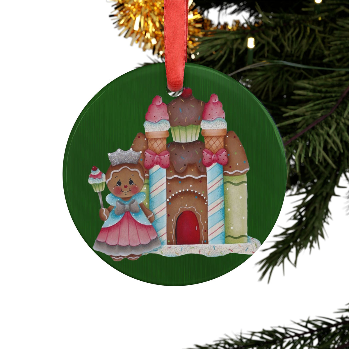 Cute Santa Moose Acrylic Ornament — Christmas Tree Decoration with Gift Design