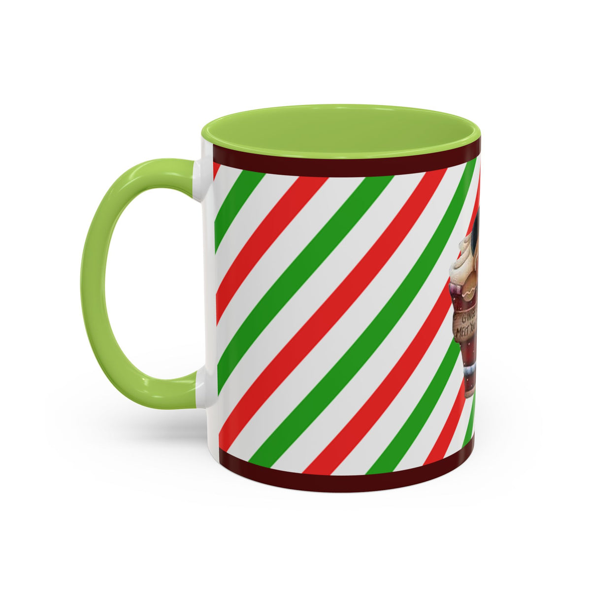 Christmas Gingerbread Mug – Holiday Candy Cane Accent Coffee Cup (11/15oz)