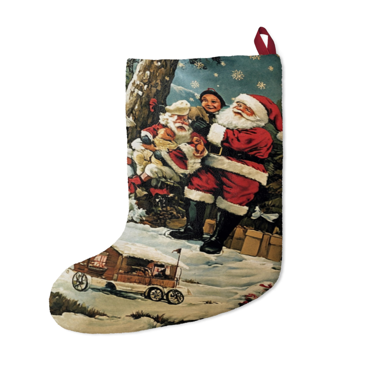 Vintage Santa Christmas Stocking – Traditional Holiday Mantel Decoration