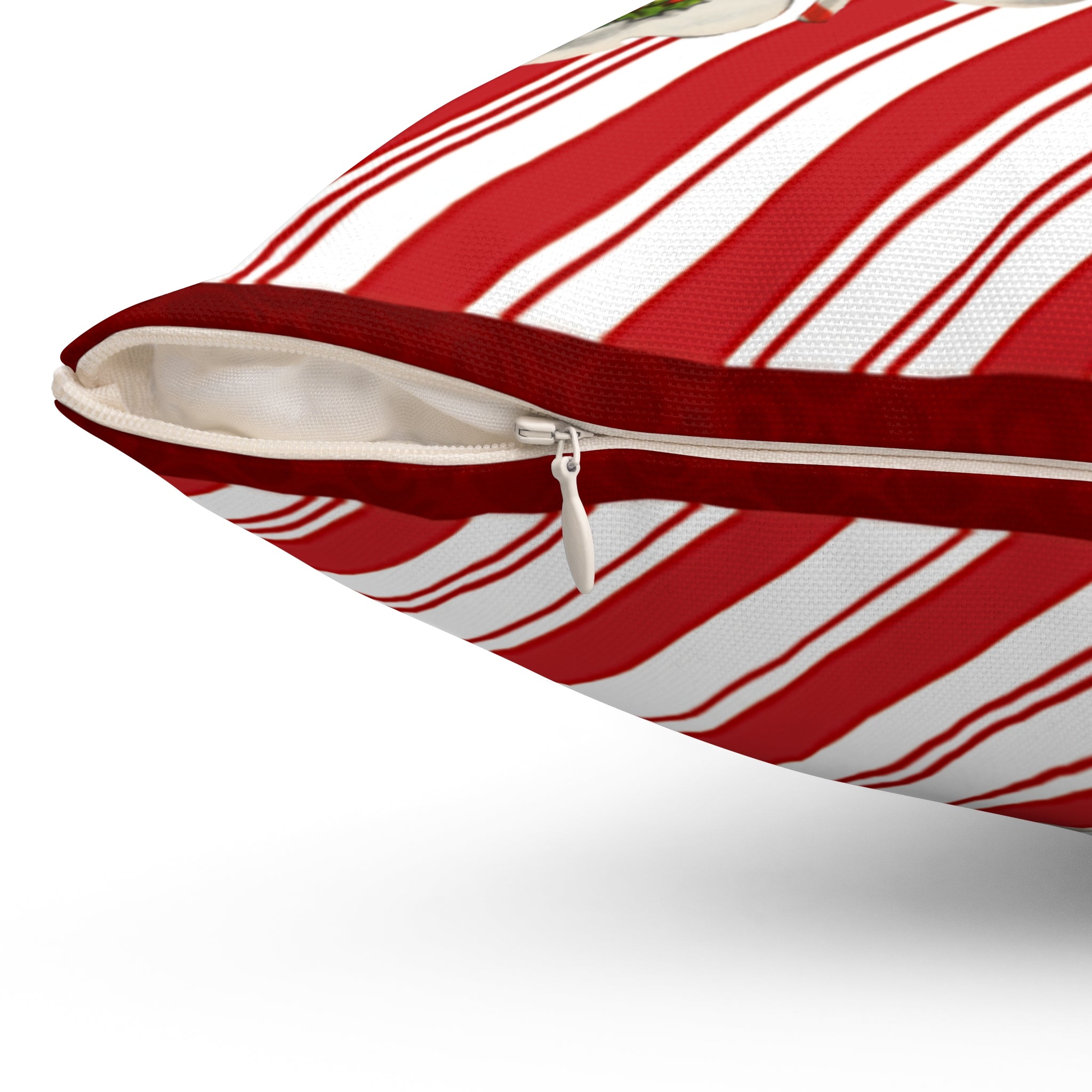 Candy-Stripe Snowman Family Holiday Pillow