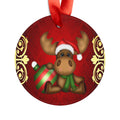 Cute Santa Moose Acrylic Ornament — Holiday Christmas Tree Decoration with Ribbon