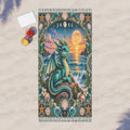 Boho Beach Towel — Teal Sea Dragon Sunset Beach Blanket