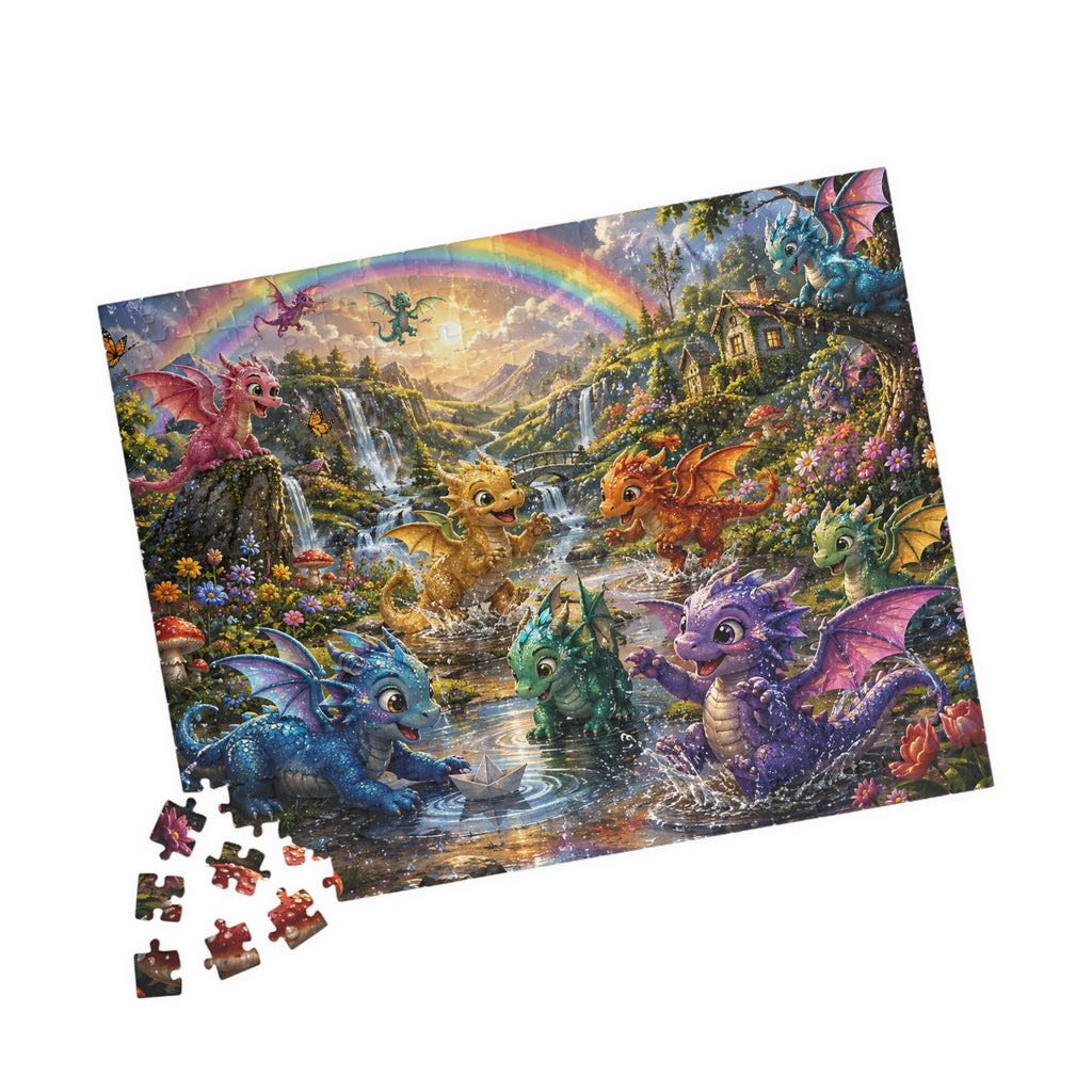 Fantasy Baby Dragons Puzzle — Colorful 252/520/1014-Piece Jigsaw for Kids & Adults