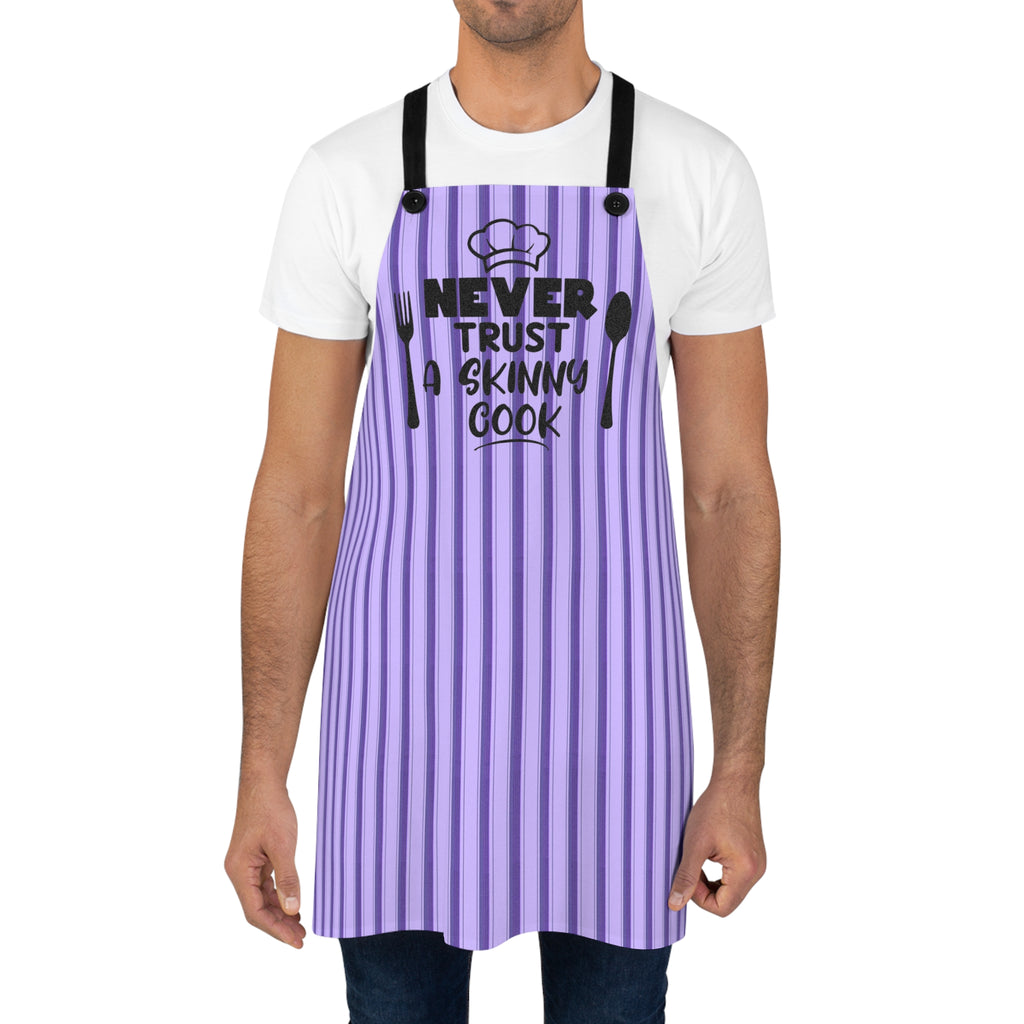 Never Trust a Skinny Cook Purple Striped Apron