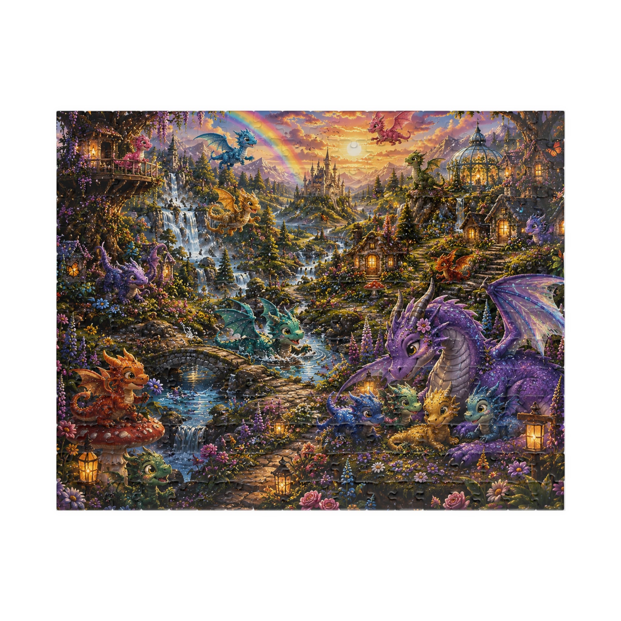 Fantasy Dragon Village Jigsaw Puzzle — Scenic 110/252/520/1014-Piece