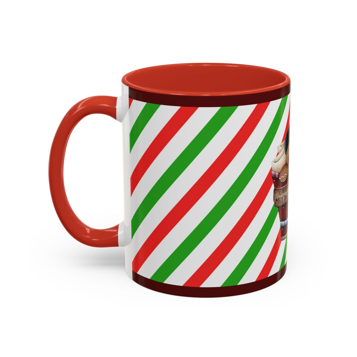 Christmas Gingerbread Mug – Holiday Candy Cane Accent Coffee Cup (11/15oz)