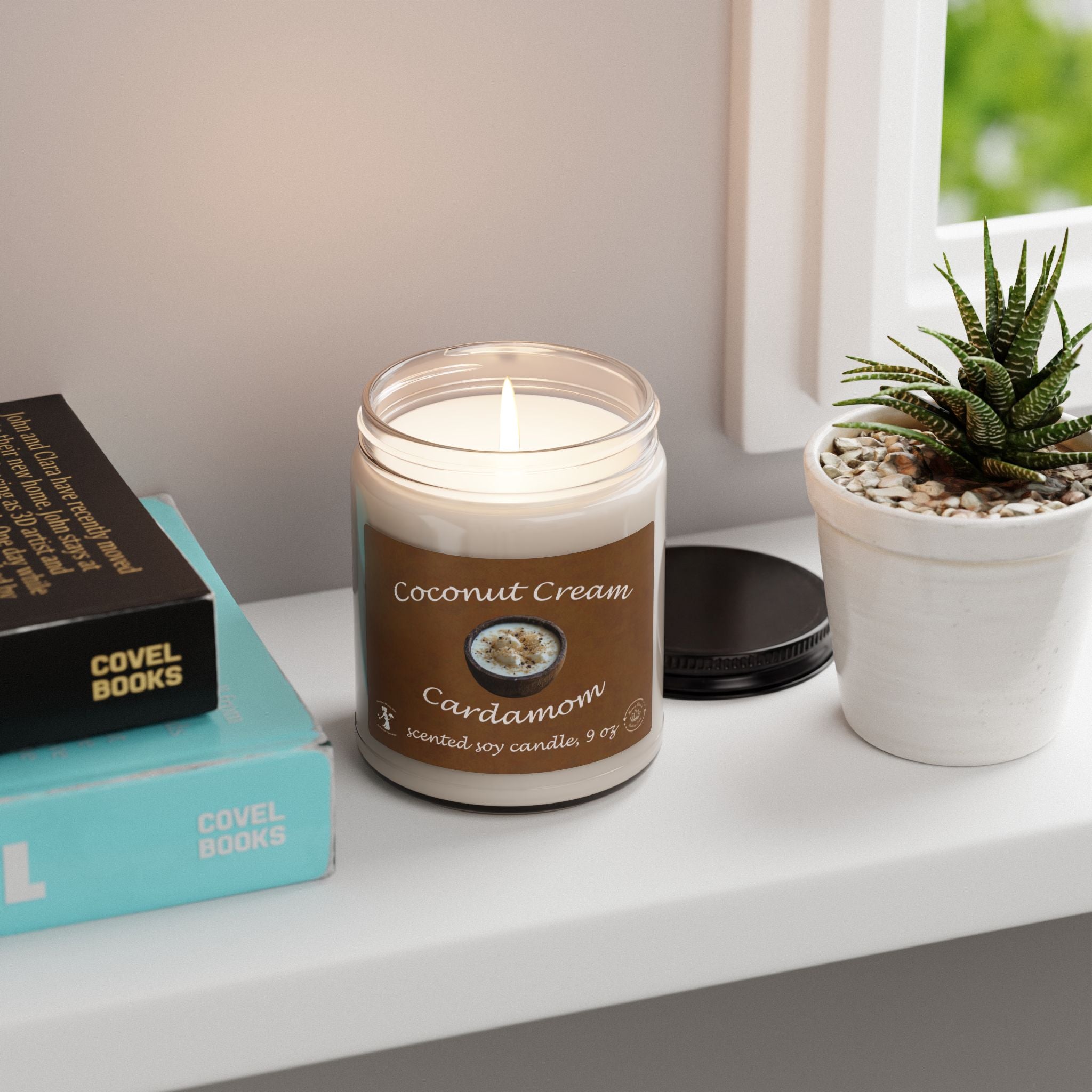 Coconut Cream Cardamom Candle, Soy Jar 9oz