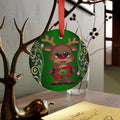 Reindeer Gift Acrylic Ornament — Cute Holiday Christmas Decoration with Red Ribbon