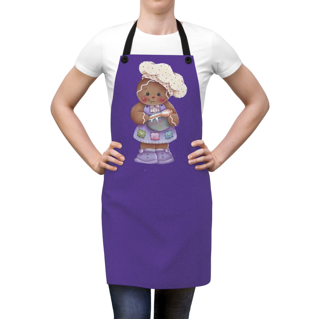 Gingerbread Baker Apron — Cute Kids Chef Character on Purple