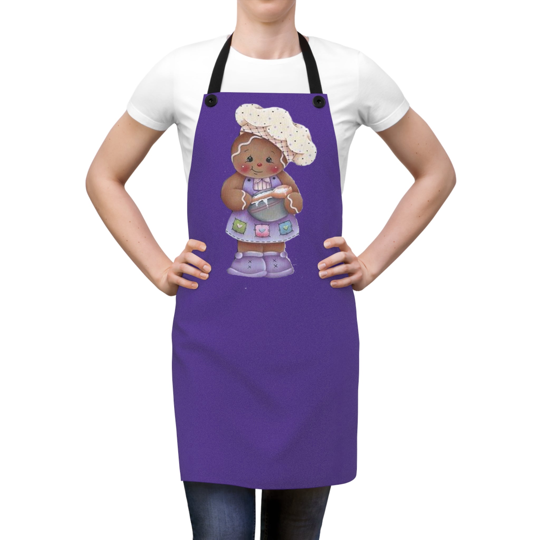 Gingerbread Baker Apron — Cute Kids Chef Character on Purple