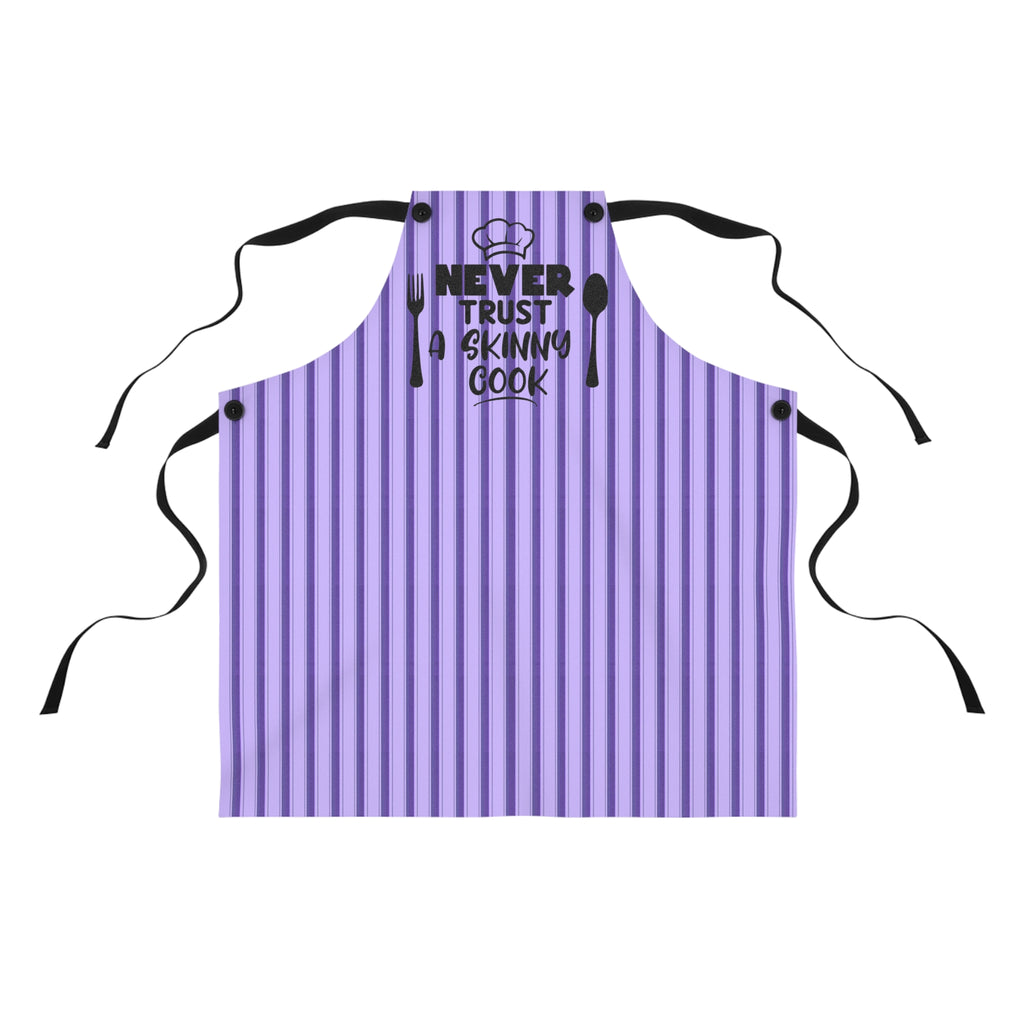 Never Trust a Skinny Cook Purple Striped Apron