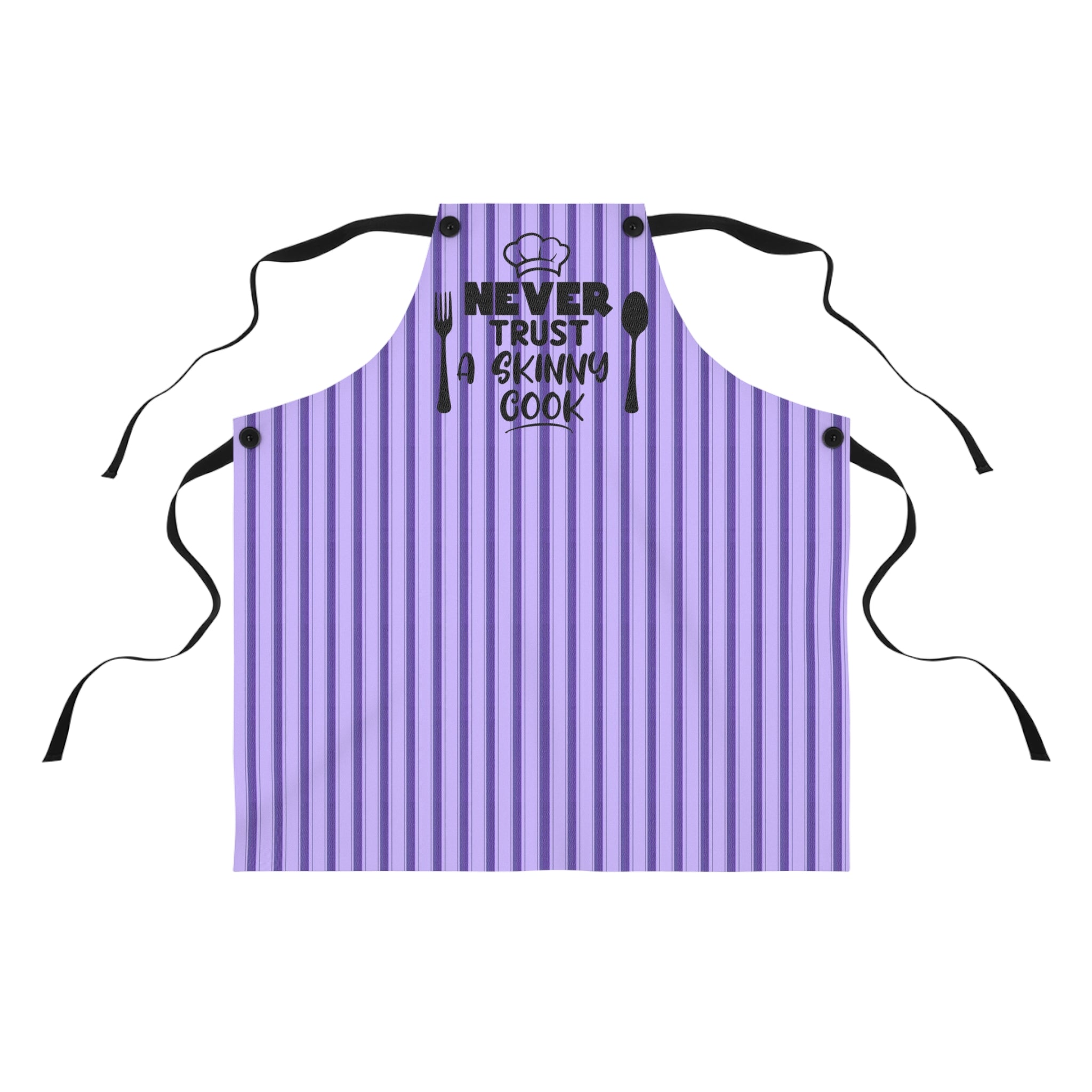 Never Trust a Skinny Cook Purple Striped Apron