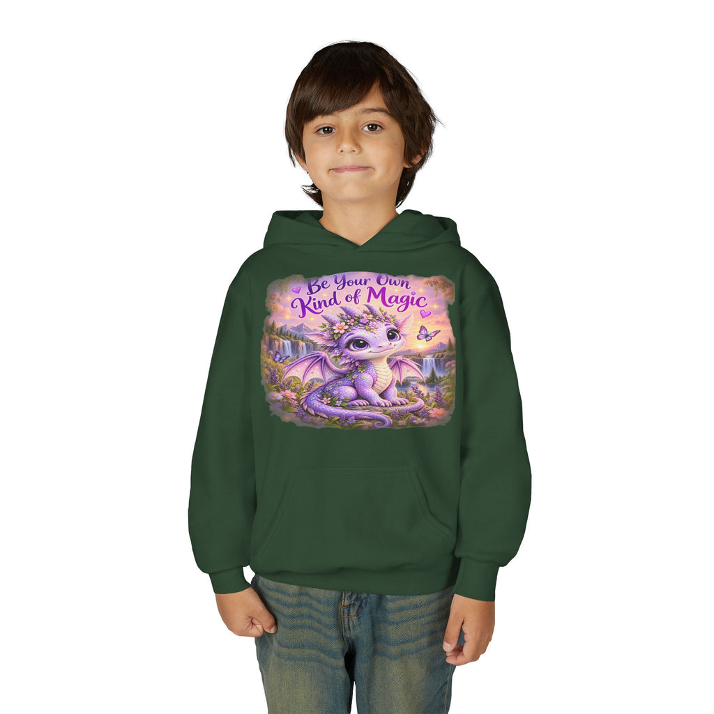 Youth Hoodie — "Be Your Own Kind of Magic" Purple Dragon Kids Pullover