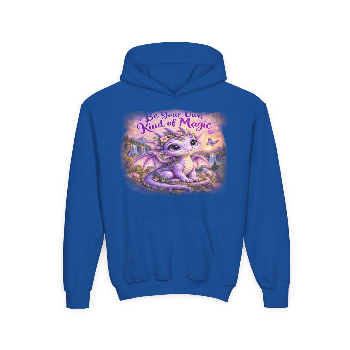 Youth Hoodie — "Be Your Own Kind of Magic" Purple Dragon Kids Pullover