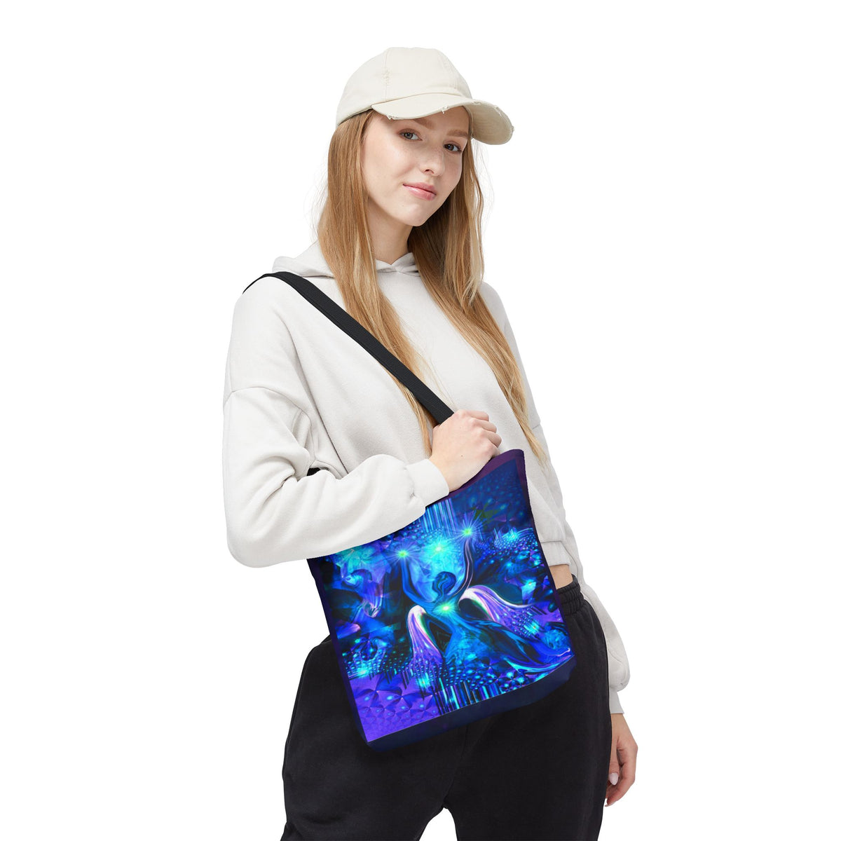 Galaxy Angel Tote Bag — Blue Spiritual Cosmic Art Tote