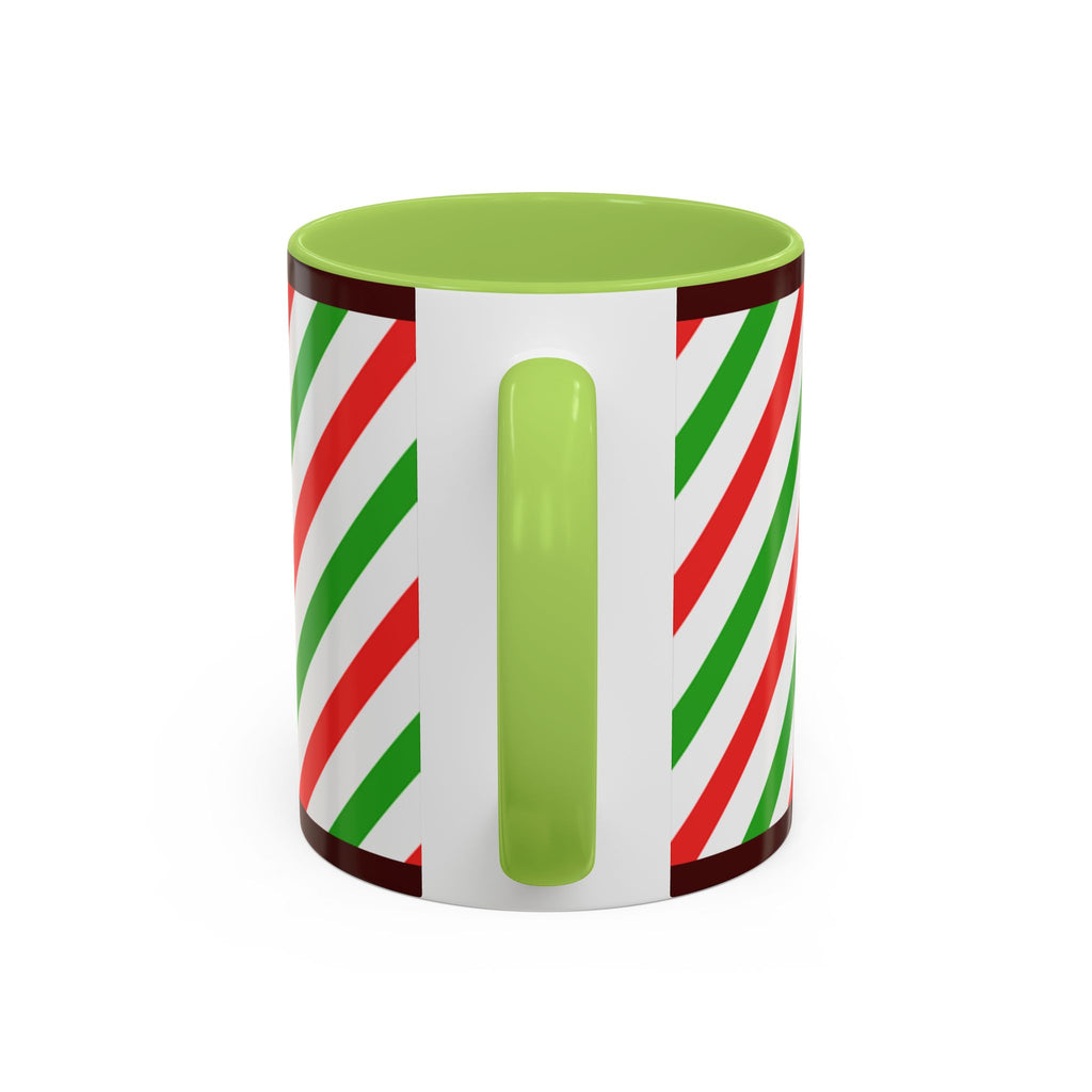 Christmas Gingerbread Cocoa Accent Coffee Mug — Holiday Candy Cane Stripe 11/15oz