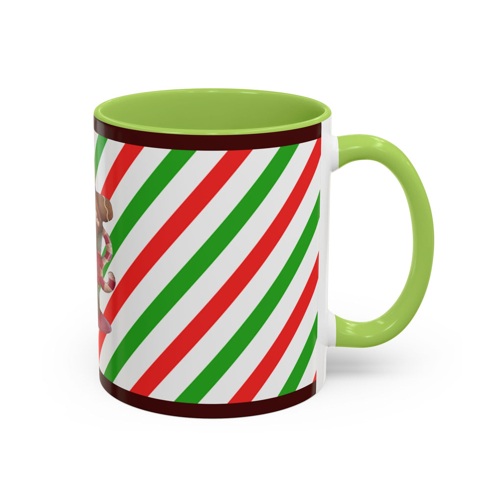 Christmas Gingerbread Cocoa Accent Coffee Mug — Holiday Candy Cane Stripe 11/15oz
