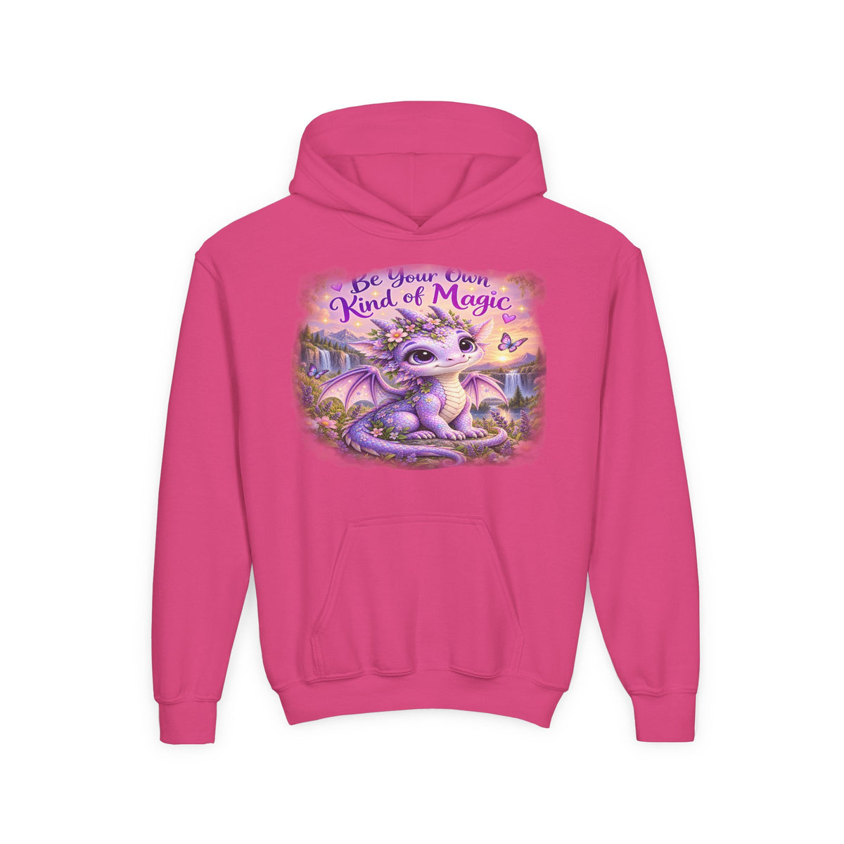 Youth Hoodie — "Be Your Own Kind of Magic" Purple Dragon Kids Pullover