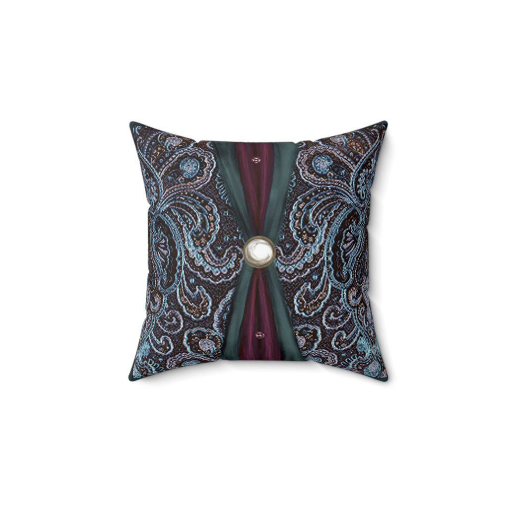 Bohemian Paisley Pearl Accent Pillow — Decorative Spun Polyester Throw Cushion