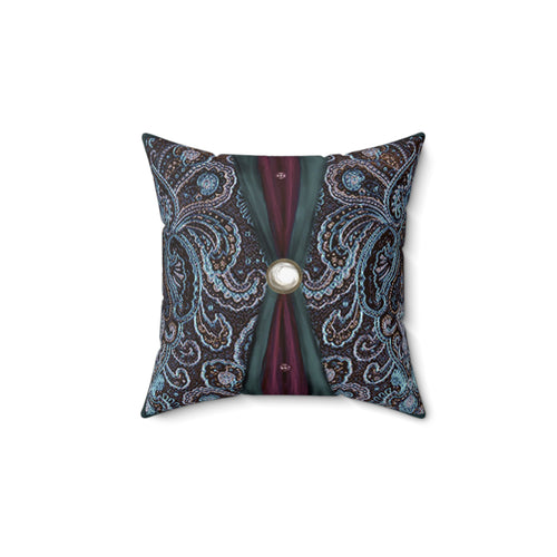 Bohemian Paisley Pearl Accent Pillow — Decorative Spun Polyester Throw Cushion