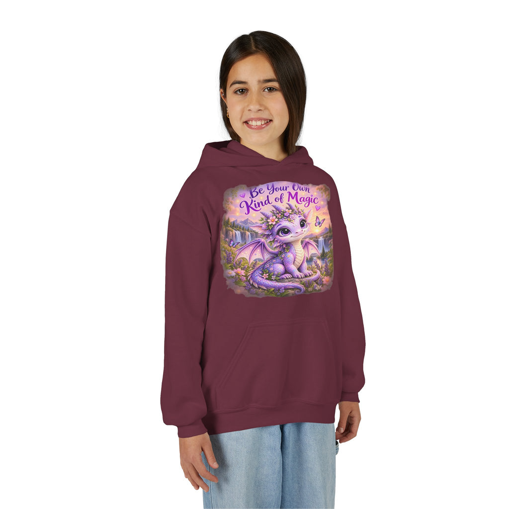 Youth Hoodie — "Be Your Own Kind of Magic" Purple Dragon Kids Pullover