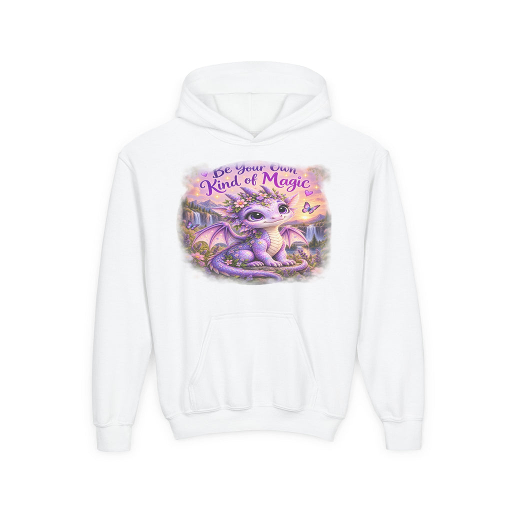 Youth Hoodie — "Be Your Own Kind of Magic" Purple Dragon Kids Pullover