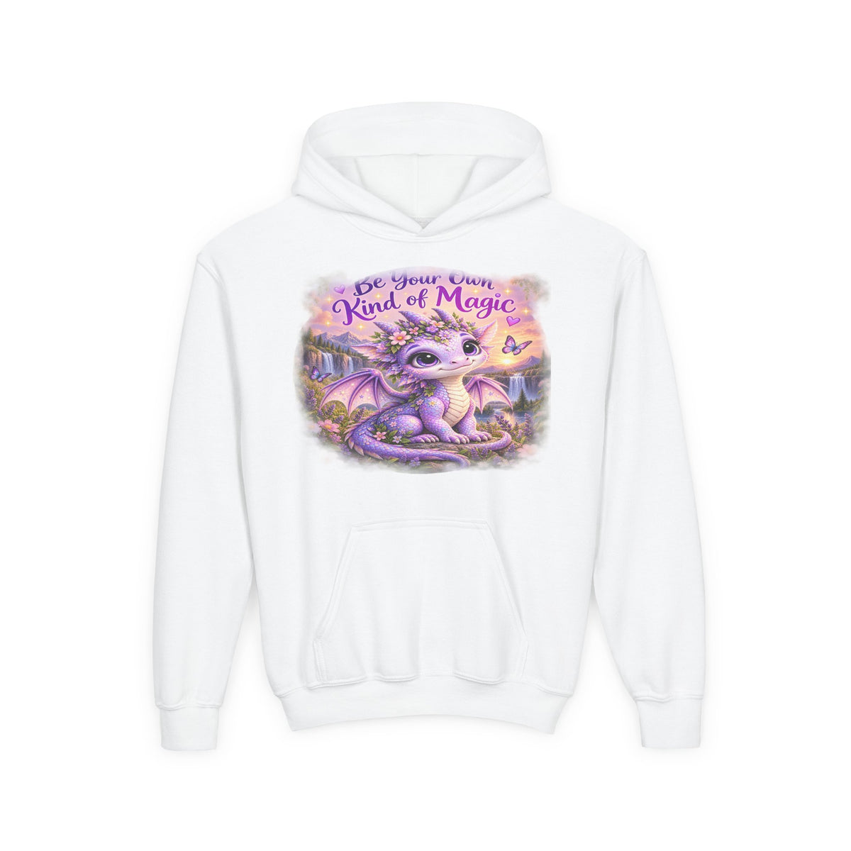 Youth Hoodie — "Be Your Own Kind of Magic" Purple Dragon Kids Pullover
