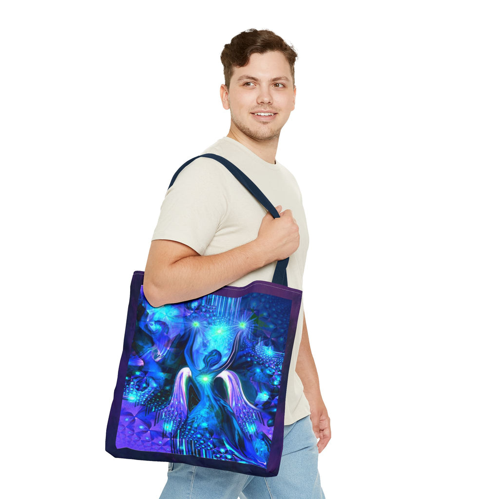 Galaxy Angel Tote Bag — Blue Spiritual Cosmic Art Tote
