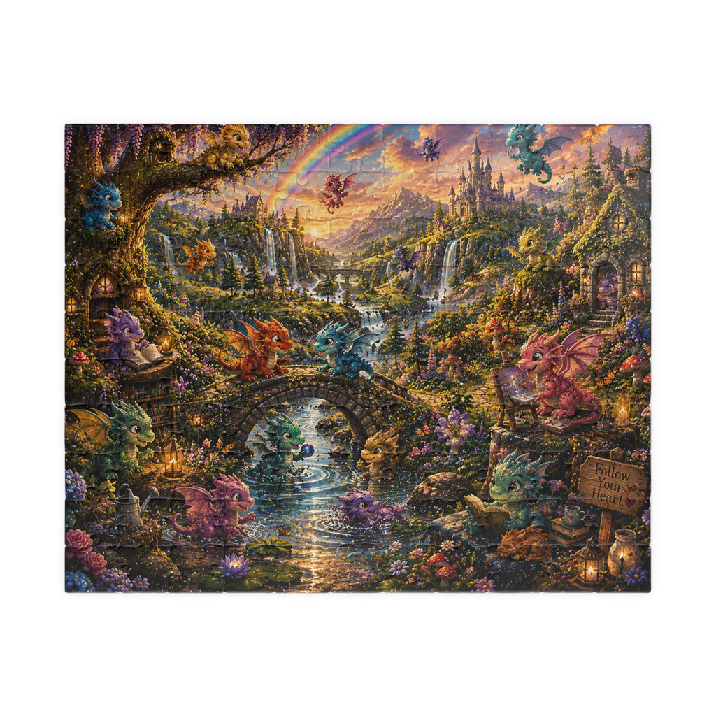 Enchanted Dragon Cottage Puzzle — Fantasy Landscape Jigsaw (110–1014 pcs)
