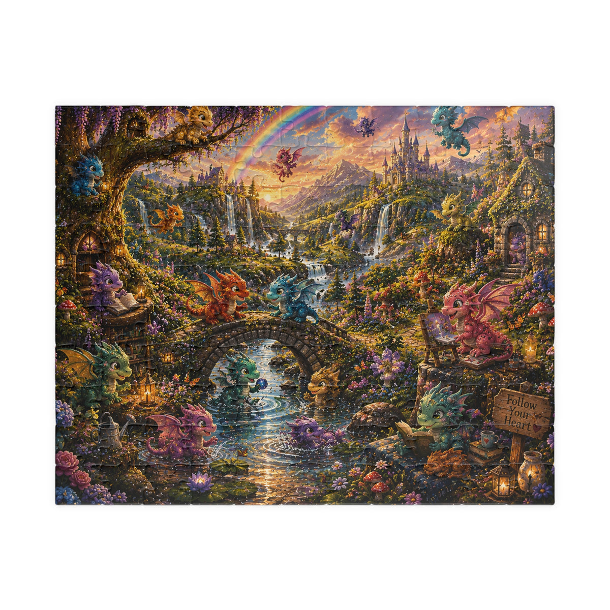 Enchanted Dragon Cottage Puzzle — Fantasy Landscape Jigsaw (110–1014 pcs)