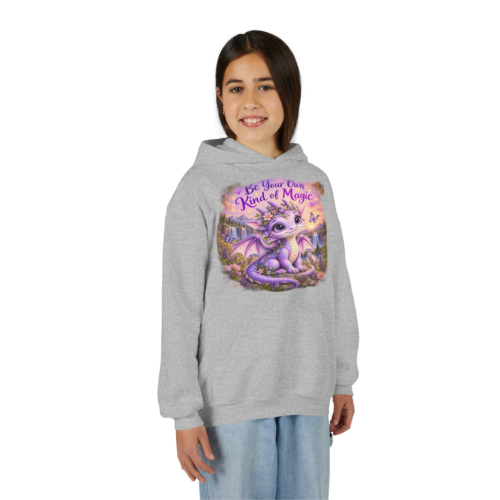 Youth Hoodie — "Be Your Own Kind of Magic" Purple Dragon Kids Pullover
